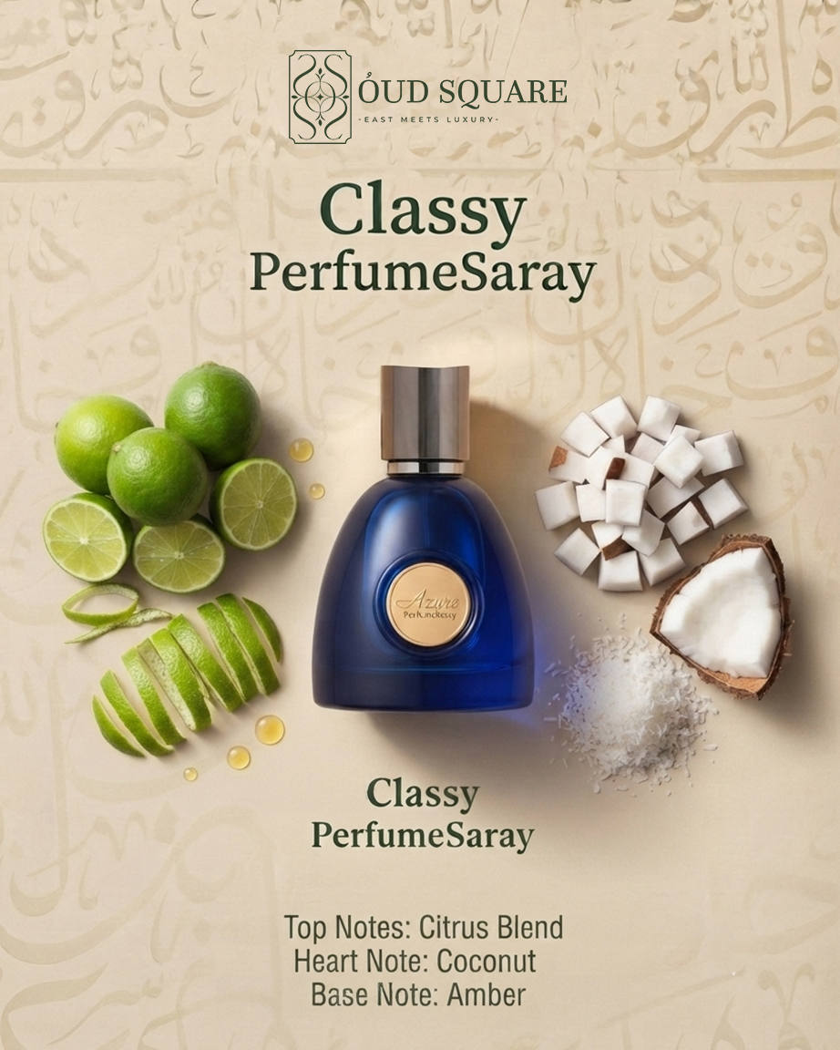 Azure EDP by Saray — citrus blend coconut amber fresh tropical radiant unisex perfume bottle
