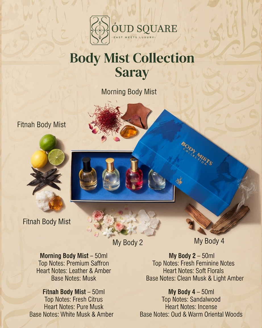 Body Mist Collection by Saray — Morning Fitnah My Body 2 My Body 4 four 50ml body mist gift set