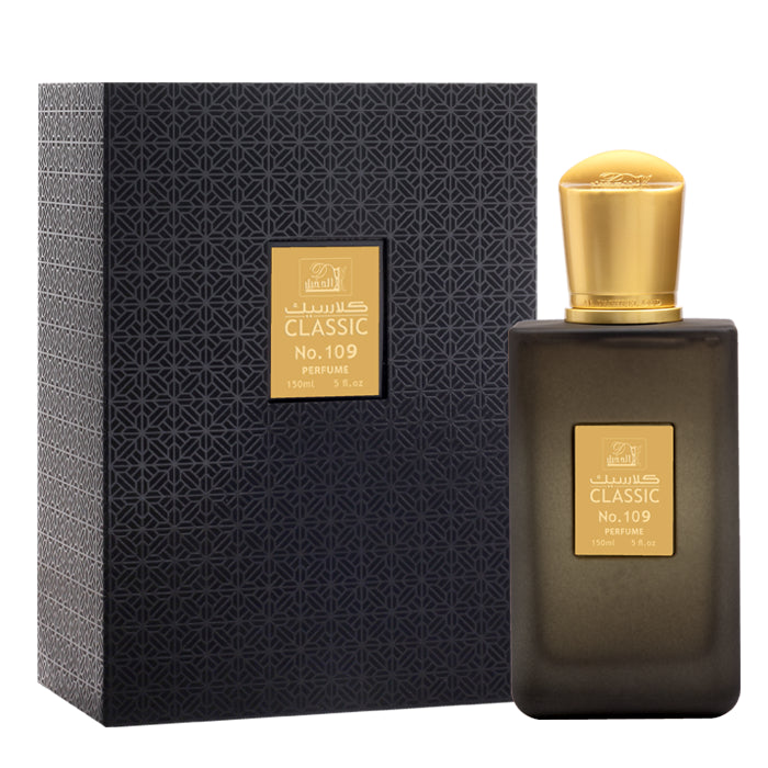 Classic 109 timeless Oriental perfume bottle on dark distinguished background — at Oud Square