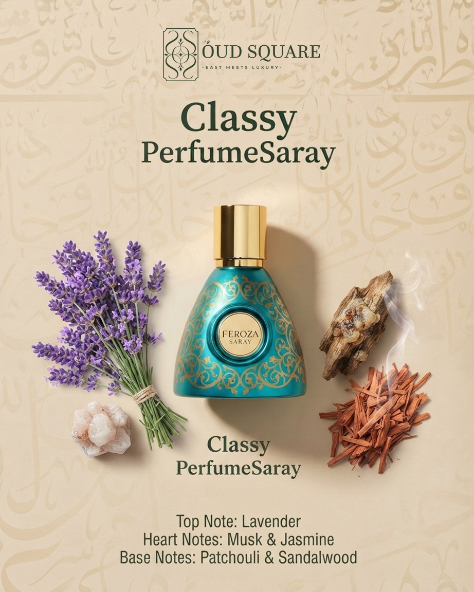 Feroza EDP by Saray — lavender jasmine patchouli sandalwood calming serene women's perfume bottle