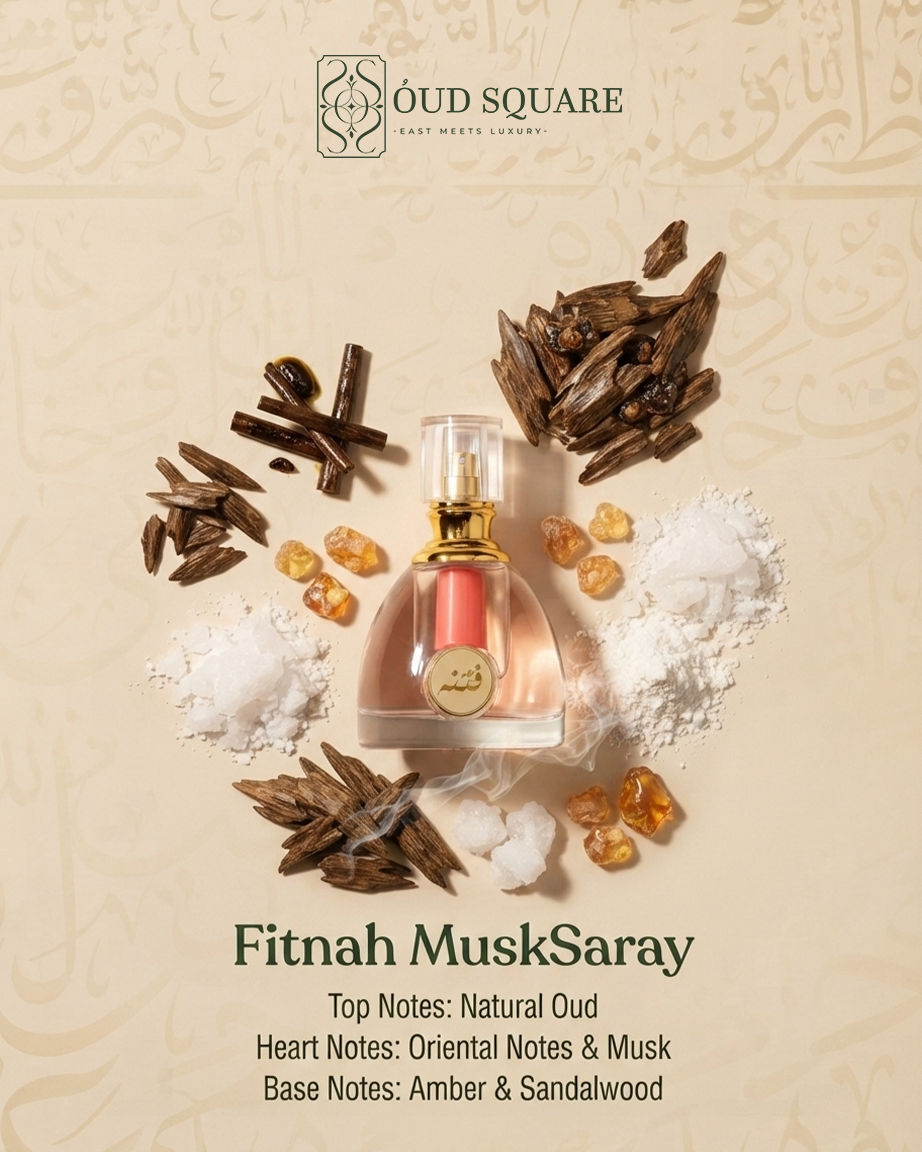 Fitnah Musk concentrated oil by Saray — natural oud oriental musk amber sandalwood captivating Arabian fragrance