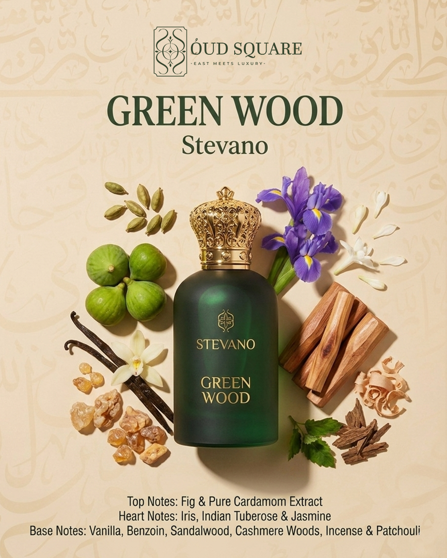 Green Wood unisex eau de parfum with fig cardamom Indian tuberose jasmine and sandalwood — Stevano