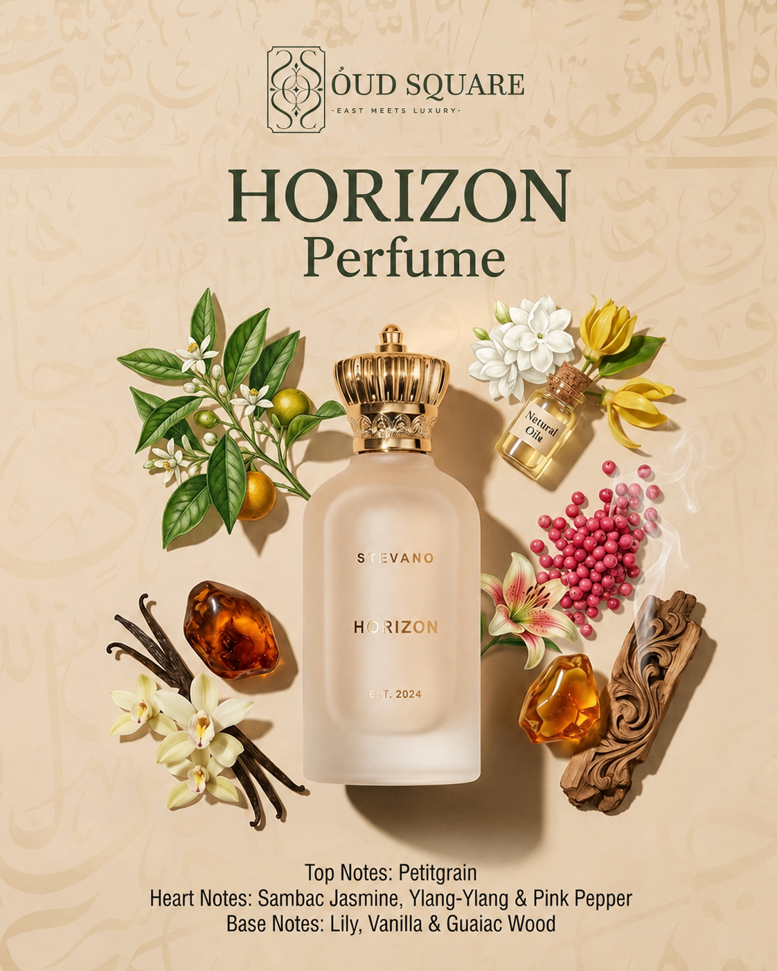 Horizon EDP 100ml by Stevano — fresh floral woody unisex perfume with petitgrain jasmine and guaiac wood