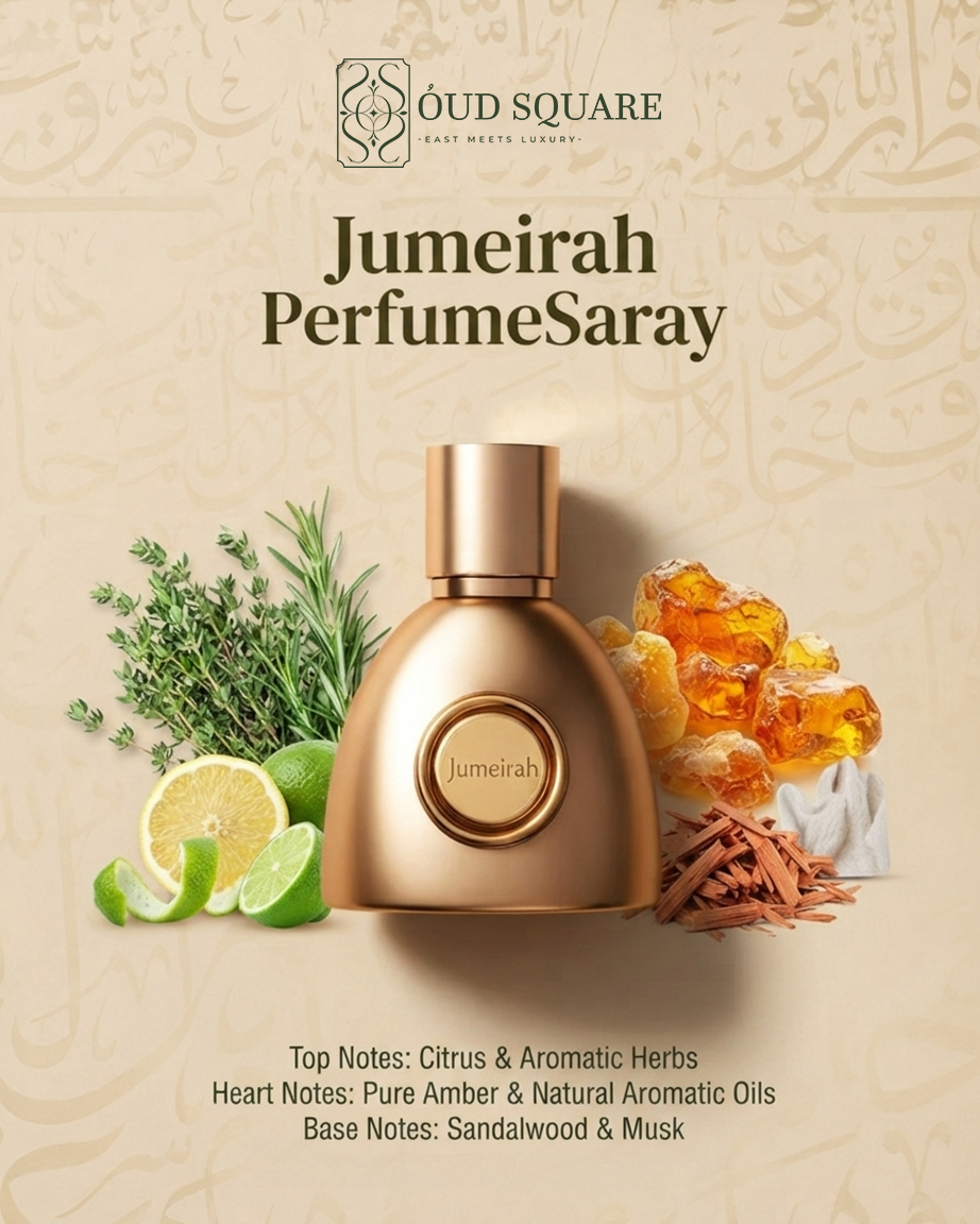 Jumeirah EDP by Saray — citrus aromatic herbs pure amber sandalwood musk warm sophisticated unisex perfume