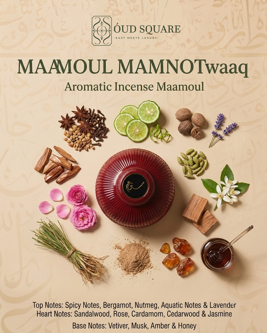 Maamoul Mamnou incense with bergamot nutmeg sandalwood rose and amber honey — Twaaq luxury incense