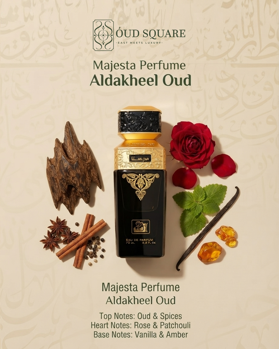 Majesta EDP by Aldakheel Oud — oud spices rose patchouli vanilla amber powerful majestic Oriental unisex perfume