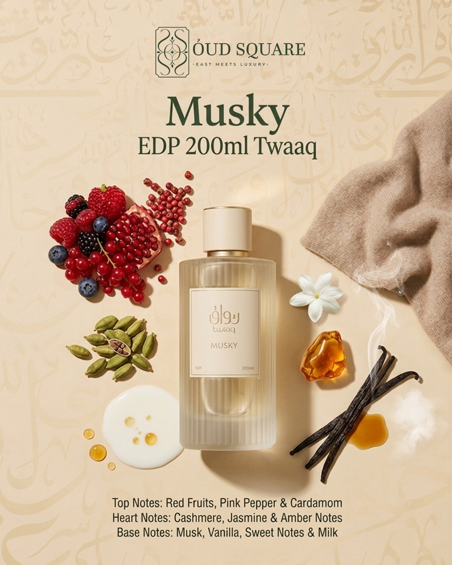 Musky EDP 200ml — spicy creamy warm unisex perfume with red fruits cardamom and vanilla musk