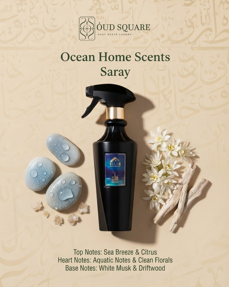 Ocean Home Scent luxury clean fresh home air freshener with sea breeze and white musk — Saray Oud Square