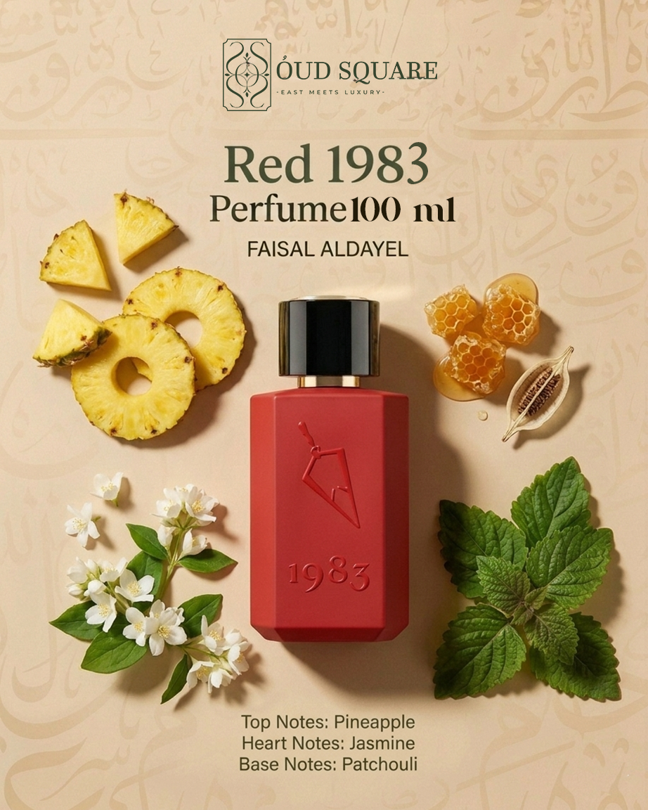 Red 1983 EDP 100ml by Faisal Al Dayel — fruity floral pineapple jasmine and patchouli perfume bottle