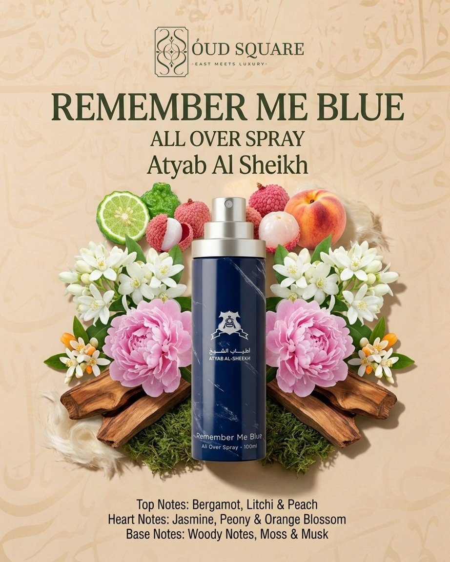 Remember Me Blue All Over Spray 100ml — fruity floral feminine spray with bergamot litchi peach and jasmine