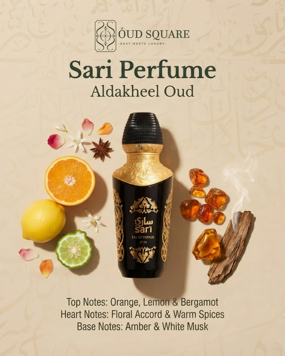 Sari EDP by Aldakheel Oud — orange lemon bergamot floral spices amber white musk radiant fresh unisex perfume