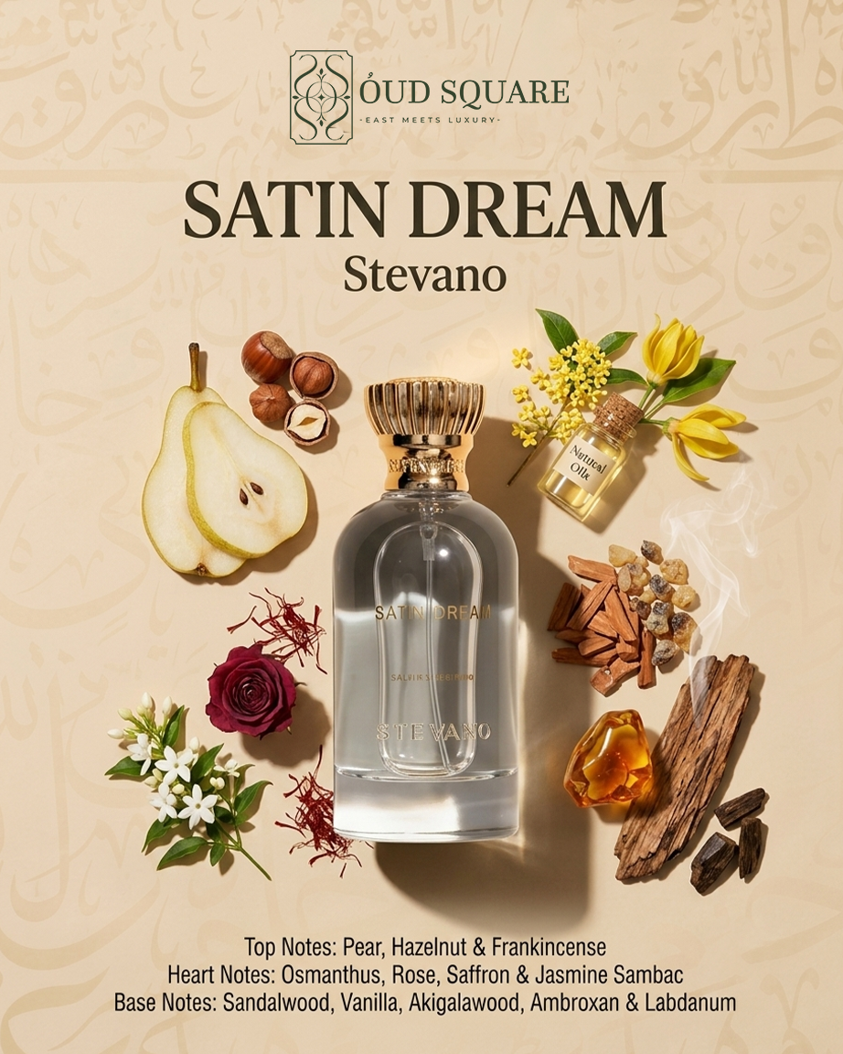 Satin Dream women's eau de parfum with hazelnut rose saffron jasmine sambac and ambroxan — Stevano fragrance