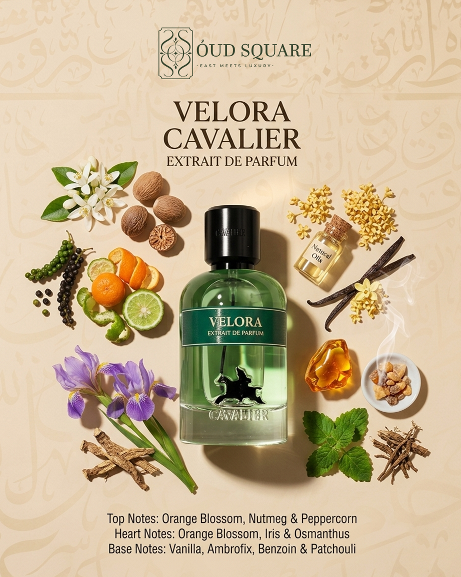Velora EDP 100ml — bold refined luxury men's perfume with orange blossom nutmeg iris and patchouli