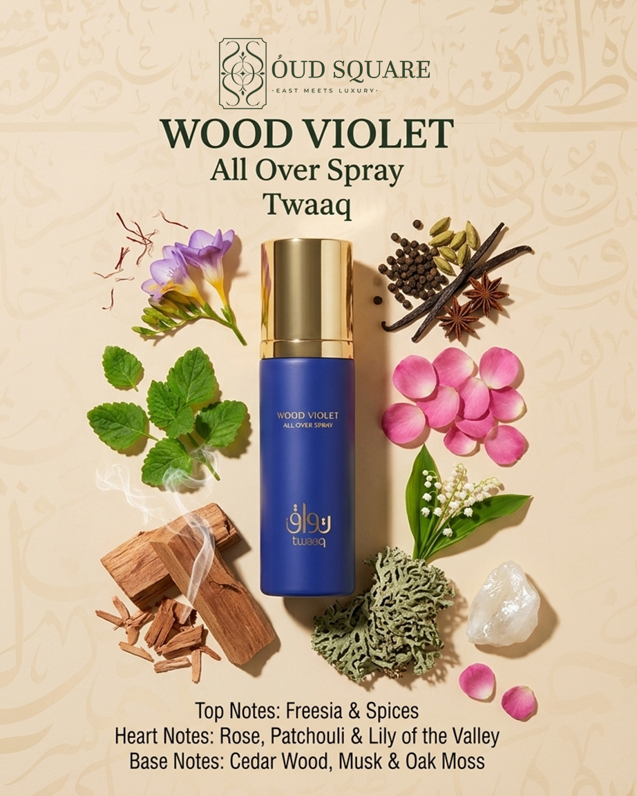 Wood Violet unisex EDT spray with rose patchouli and cedar oak moss — Twaaq refined fragrance