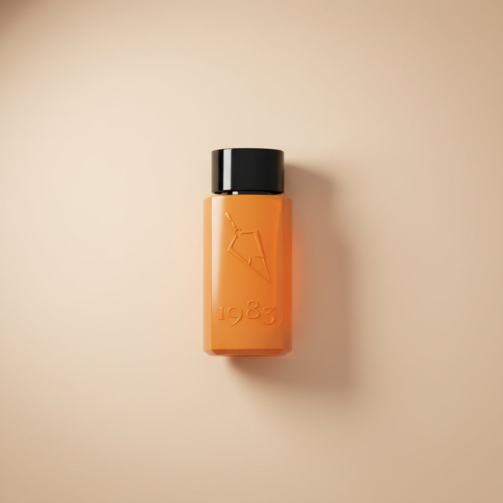 Orange bottle and box with '1983' branding on a white background