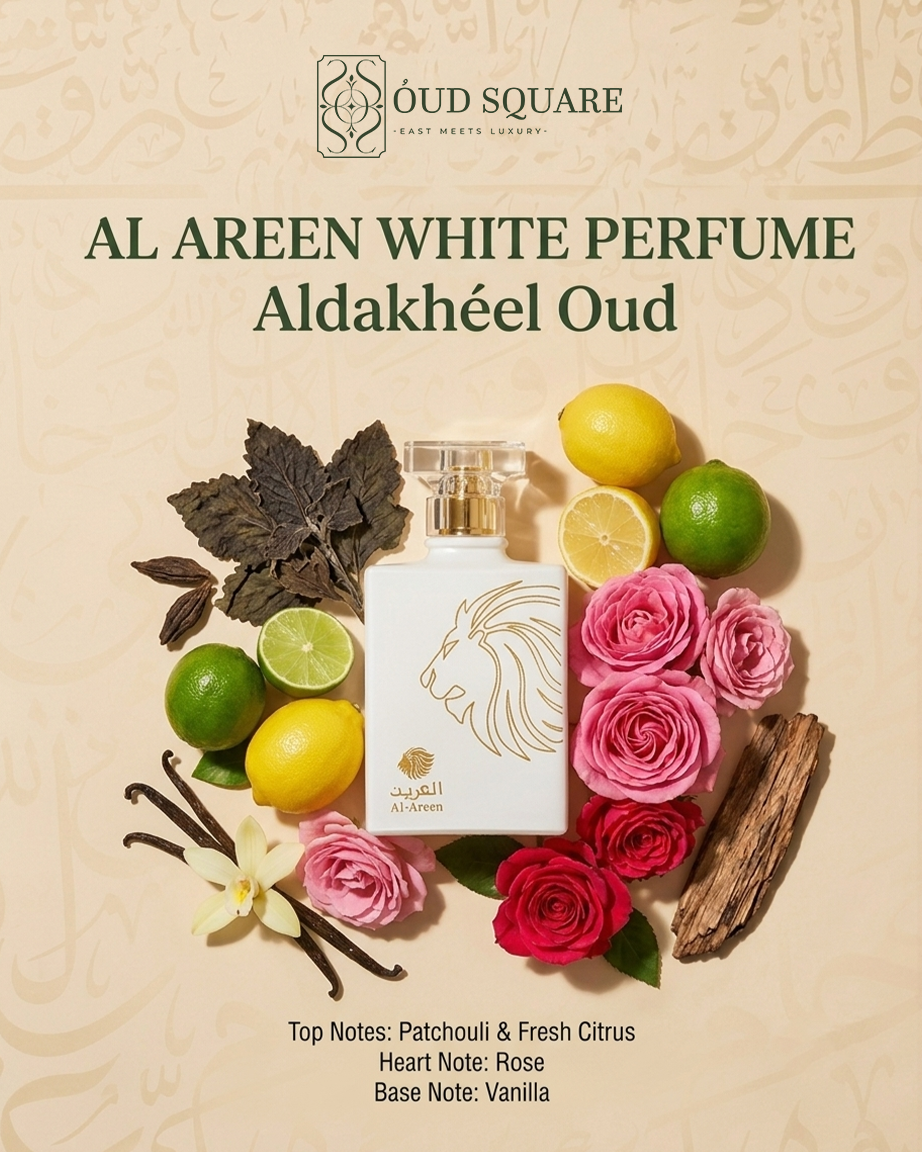 Al Areen White EDP by Aldakheel Oud — floral warm white Oriental unisex perfume with patchouli rose and vanilla