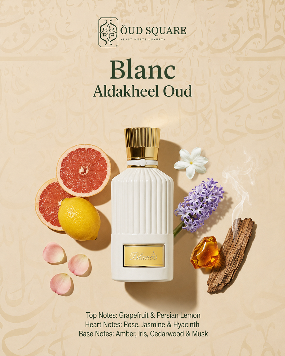 Blanc unisex eau de parfum with Persian lemon jasmine and warm iris amber — Aldakheel Oud fragrance
