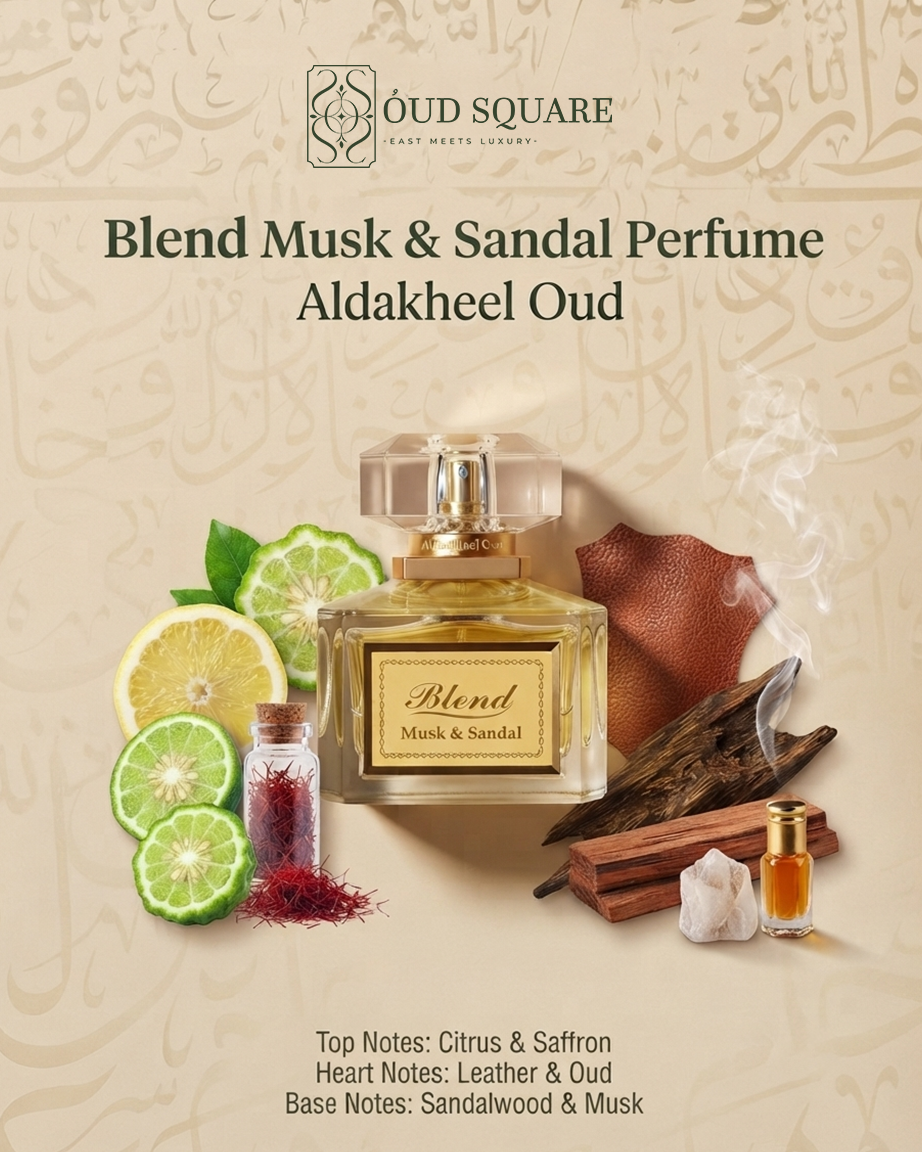 Blend Musk & Sandal EDP by Aldakheel Oud — citrus saffron leather oud sandalwood musk sensual unisex perfume