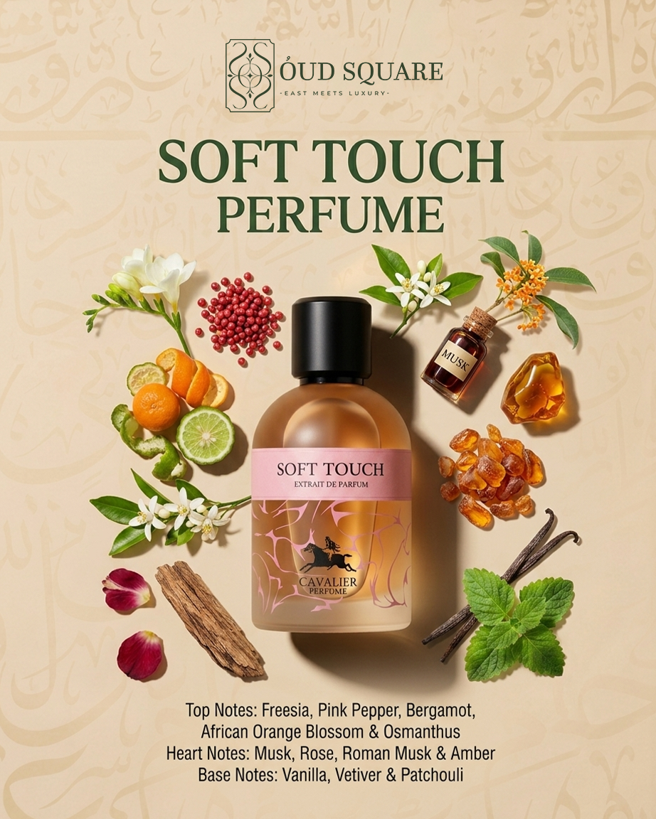 Soft Touch soft floral musky feminine EDP by Cavalier — freesia rose amber vanilla patchouli at Oud Square
