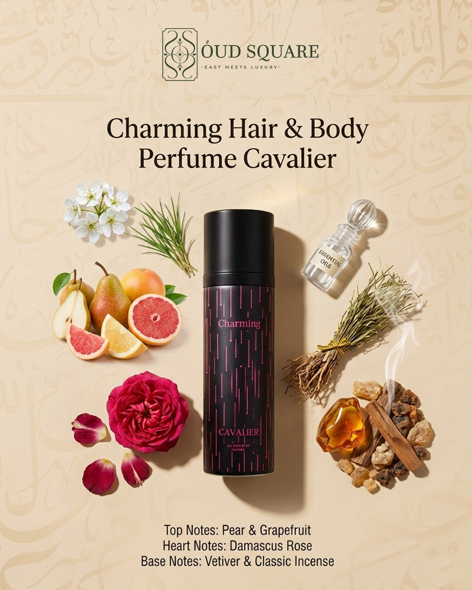 Charming Hair & Body Perfume 100ml by Cavalier — fruity rose smoky feminine spray with pear Damascus rose vetiver
