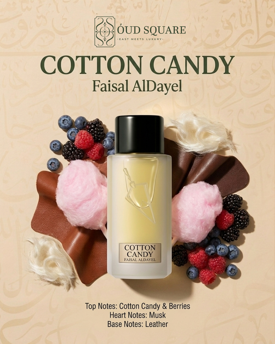 Cotton Candy EDP 100ml by Faisal Al Dayel — sweet fruity musky unisex perfume with berries musk and leather
