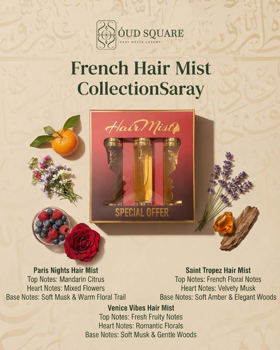 French Hair Mist Collection by Saray — Paris Nights Venice Vibes Saint Tropez European hair mist gift set