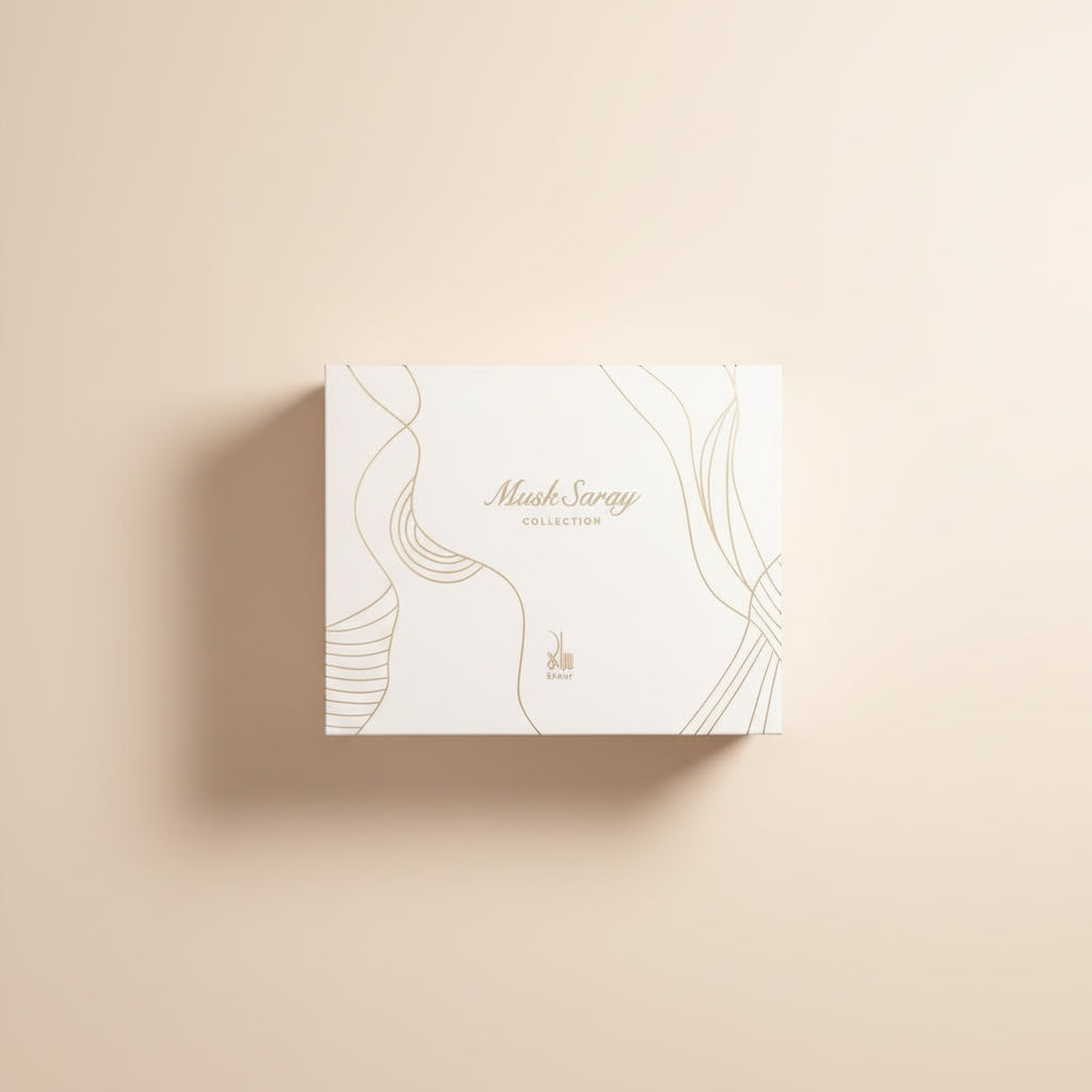 Two perfume bottles in a decorative box with 'Naray' branding on a light background