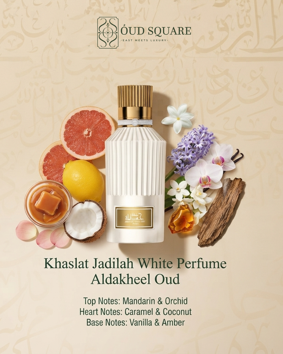 Khaslat Jadilah White EDP by Aldakheel Oud — mandarin orchid caramel coconut vanilla amber sweet tropical feminine