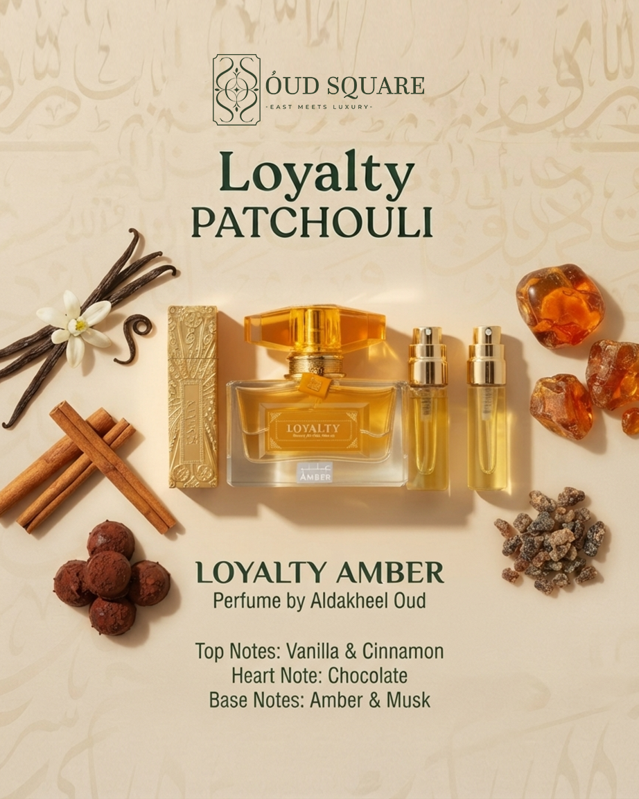 Loyalty Amber EDP by Aldakheel Oud — vanilla cinnamon chocolate amber musk warm gourmand unisex perfume