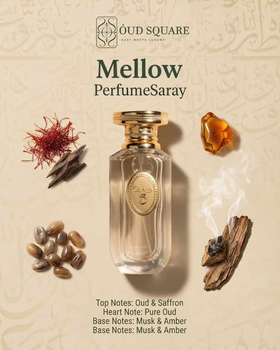 Mellow luxury unisex EDT with oud saffron pure oud and warm musk amber — Saray Oud Square