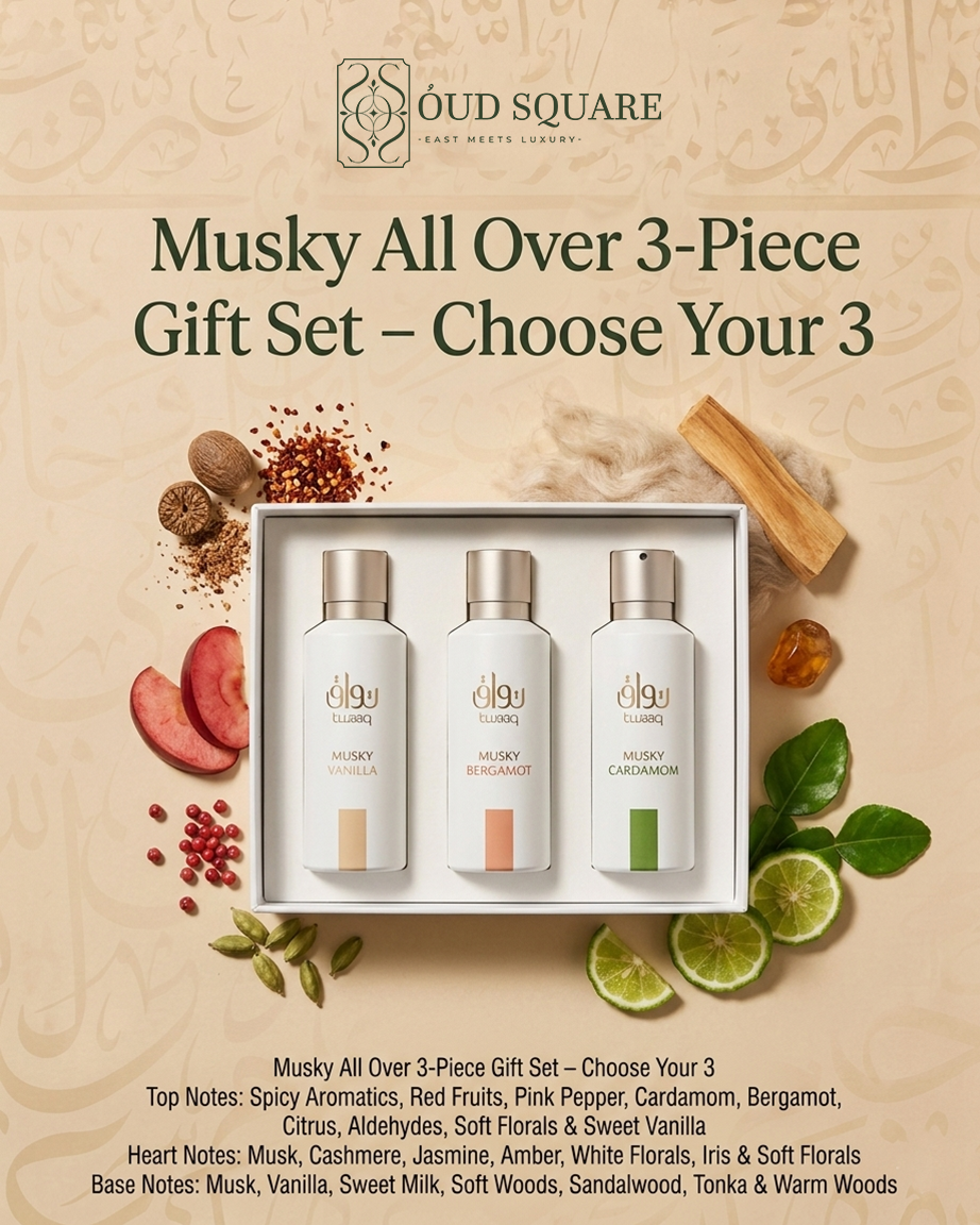 Musky Gift Set with Original Bergamot Cardamom Powder and Vanilla mist options — Twaaq customizable fragrance set
