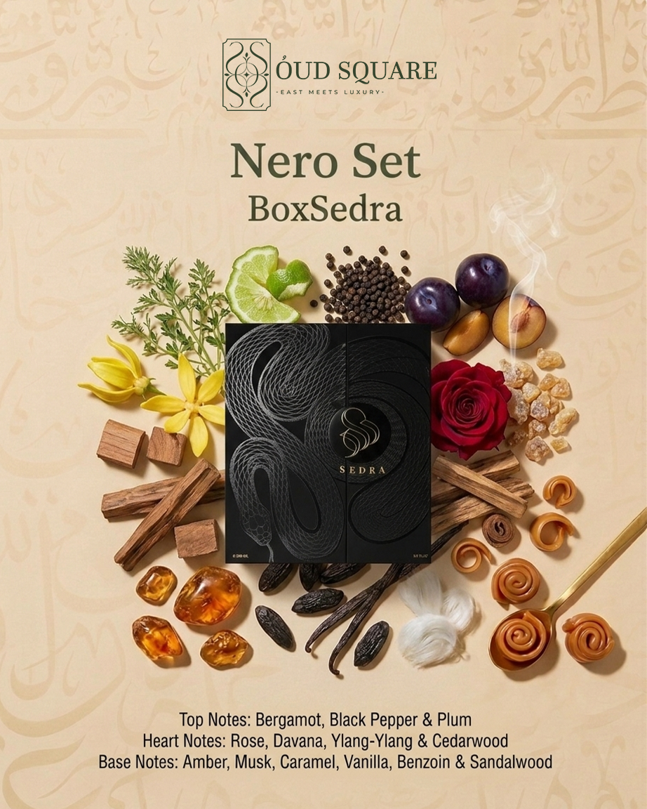 Nero Set Box by Sedra — EDP 200ml and Hair & Body Mist 50ml bold warm unisex fragrance gift set
