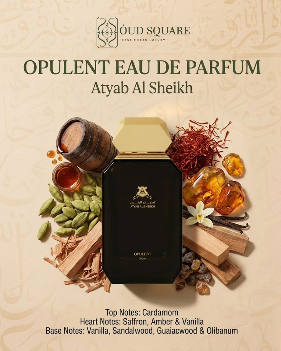 Opulent EDP 100ml — spicy warm luxury Oriental unisex perfume with cardamom saffron and sandalwood
