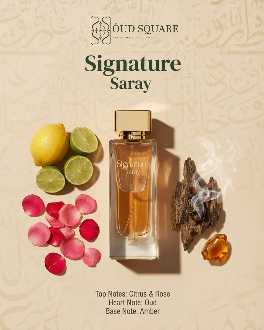 Perfume Signature EDP by Saray — citrus rose oud amber bright elegant Oriental unisex perfume