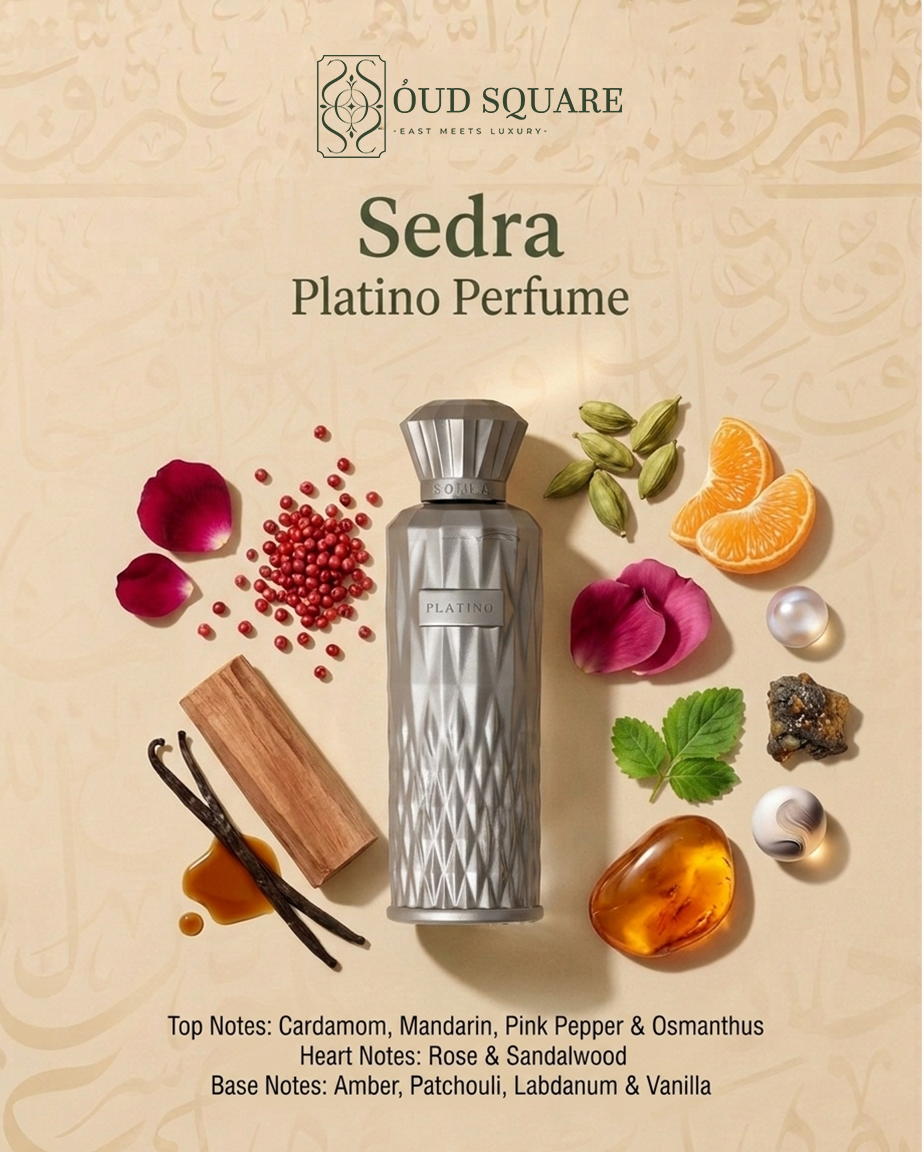 Platino unisex eau de parfum with cardamom rose and sandalwood — Sedra refined fragrance
