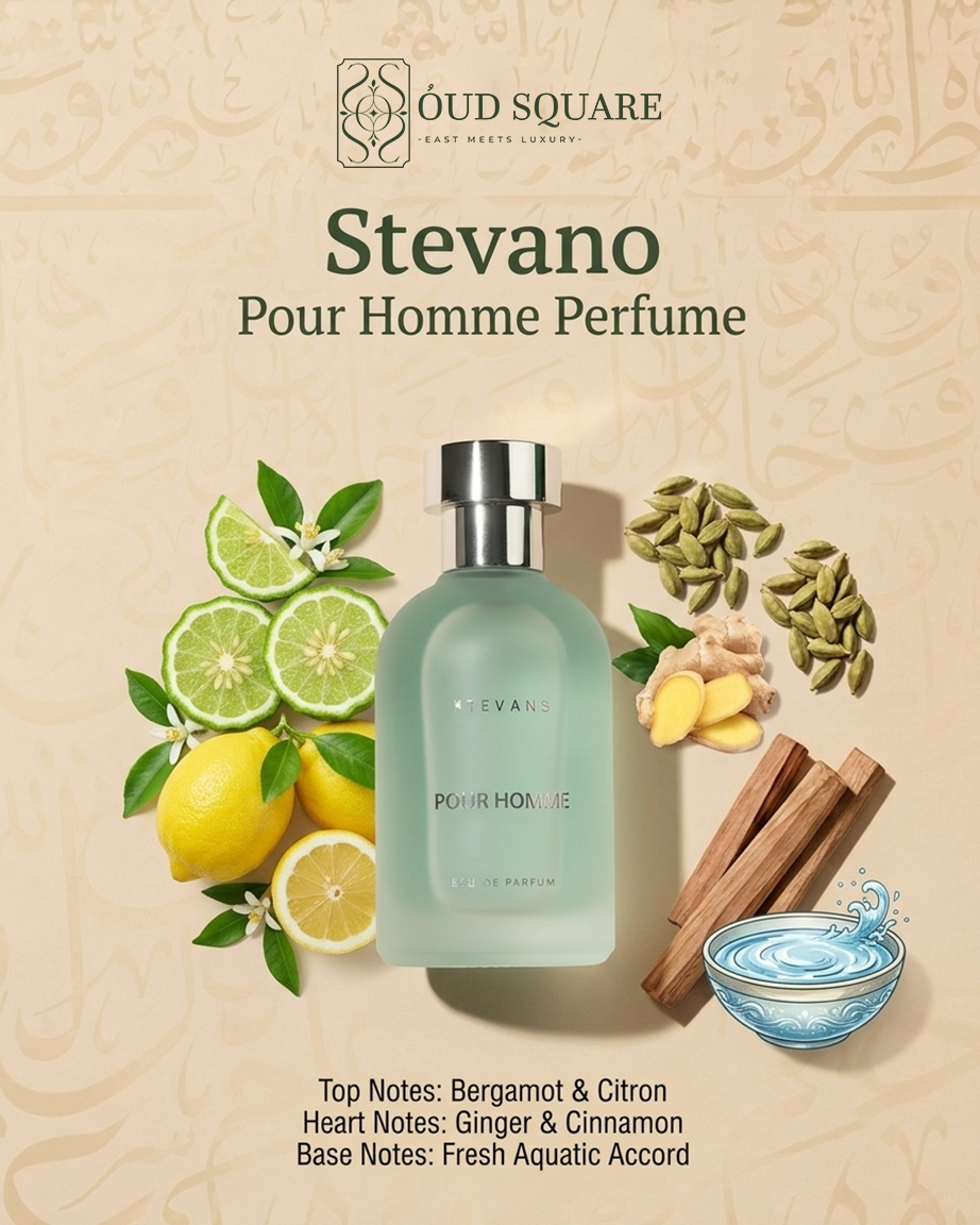 Pour Homme men's eau de parfum with bergamot citron ginger and cinnamon — Stevano fresh fragrance
