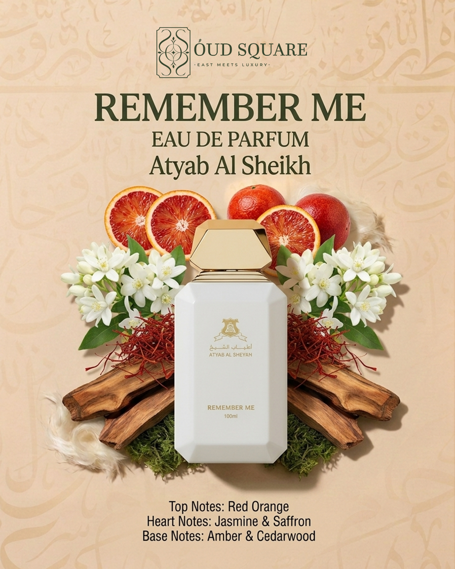 Remember Me EDP 100ml — floral warm memorable unisex perfume with red orange jasmine saffron and amber
