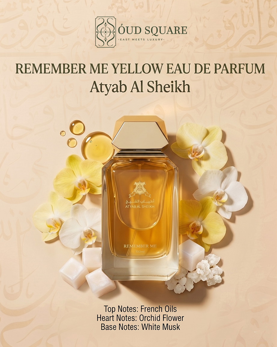Remember Me Yellow eau de parfum with orchid flower and white musk — refined floral fragrance
