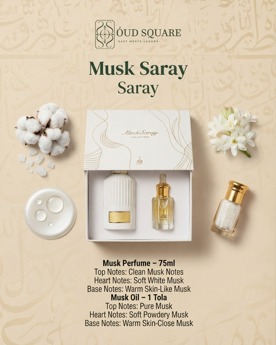 Saray Musk Saray Collection — 75ml musk perfume and 1 tola musk oil complete personal musk experience