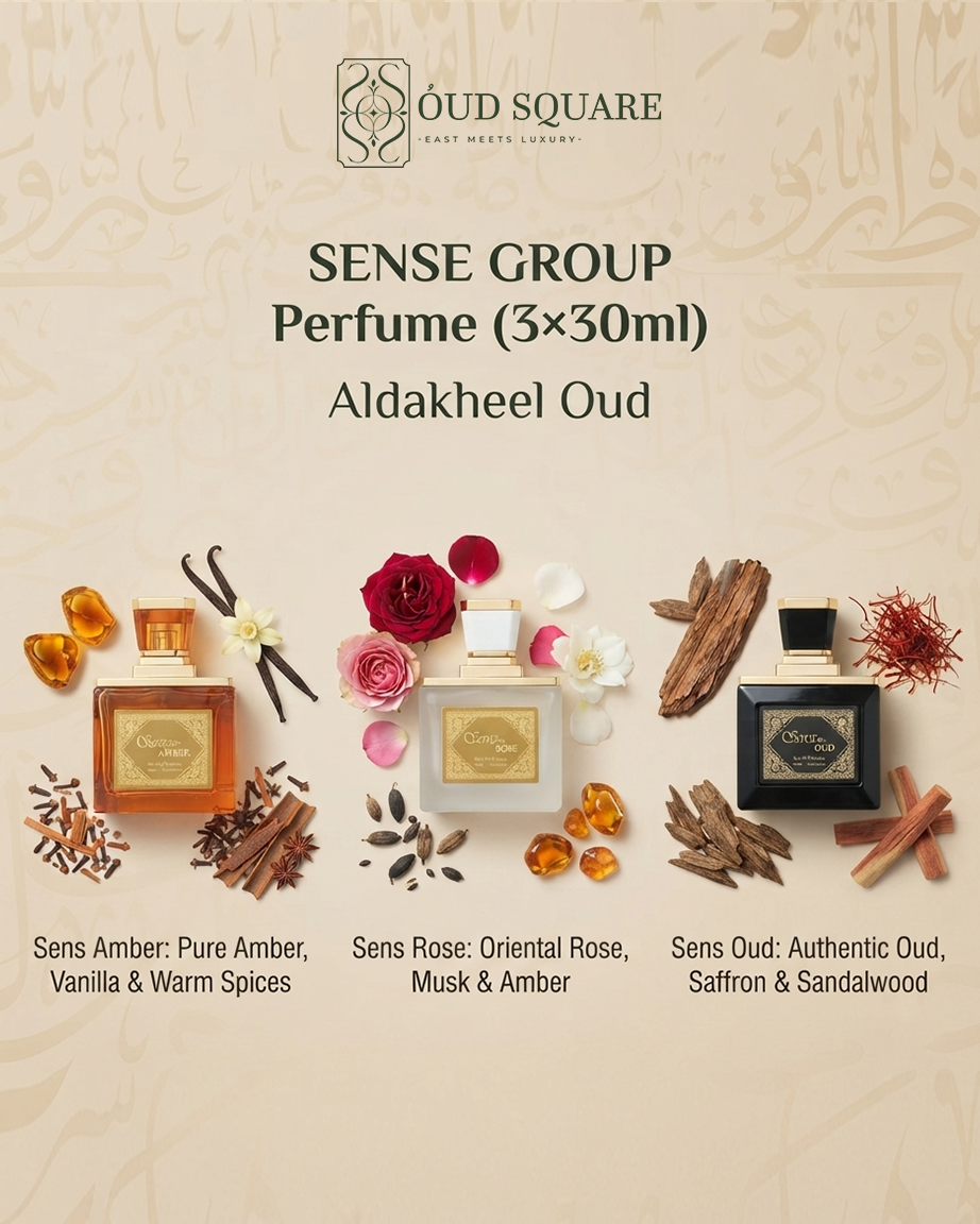Sense Group perfume set by Aldakheel Oud — Sens Rose Sens Amber Sens Oud three 30ml Oriental fragrance gift