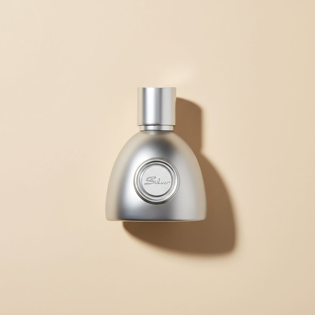 Silver bottle with 'Silva' branding on a white background