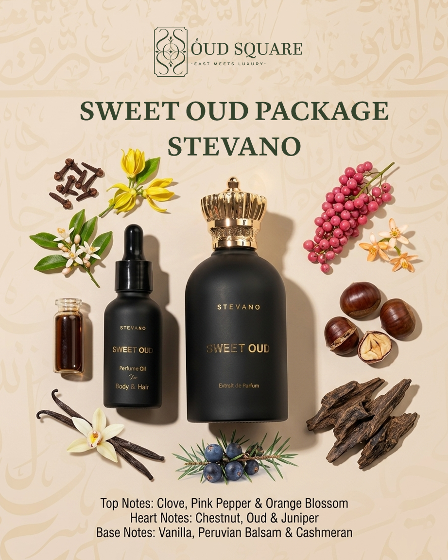 Sweet Oud Package by Stevano — EDP 100ml and body beard oil woody warm masculine oriental set from Oud Square
