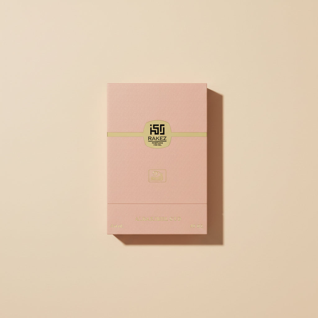 Rakez perfume bottle and packaging on a white background